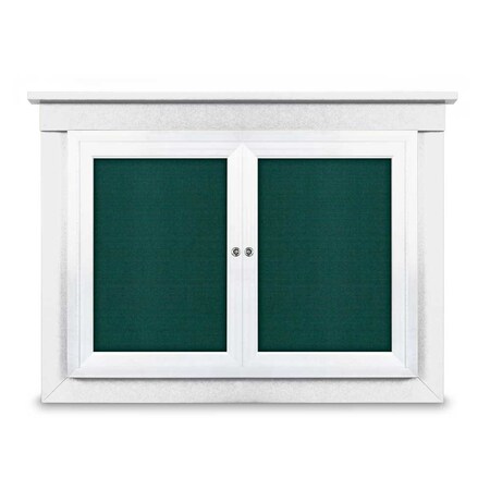 United Visual Products 60"x36" 2-Door Enclosed Letterboard, Header, Green Felt/Cherry UV2625HD-CHERRY-GREEN